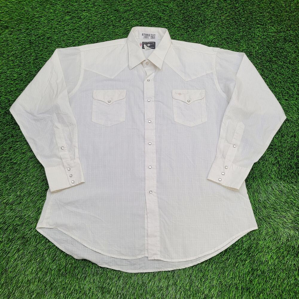 Vintage 80s Ruddock Ranchwear Pearl Snap Shirt 2XL 18.5 36 Textured USA
